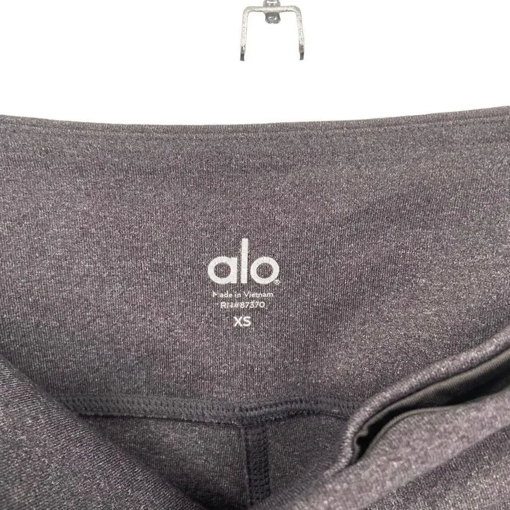 Alo Yoga Women Pants Moto Layered Mesh‎ Matte Stretch Leggings Gray XS